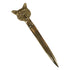 Gold letter opener with fox head design on a white background.