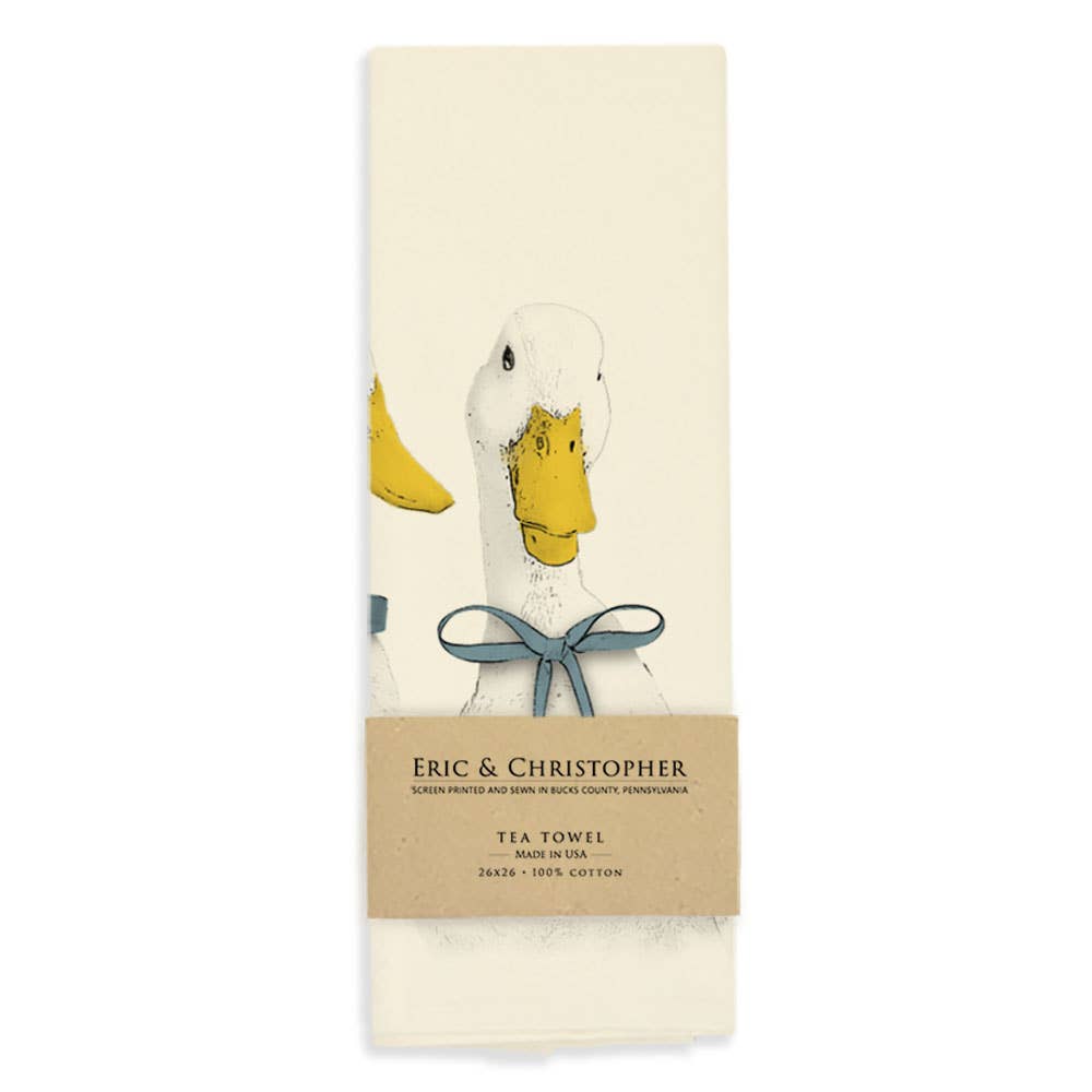 Tea towel with duck design and &