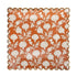 A square decorative plate with a scalloped edge, featuring a white floral and bird pattern on a warm terracotta orange background.