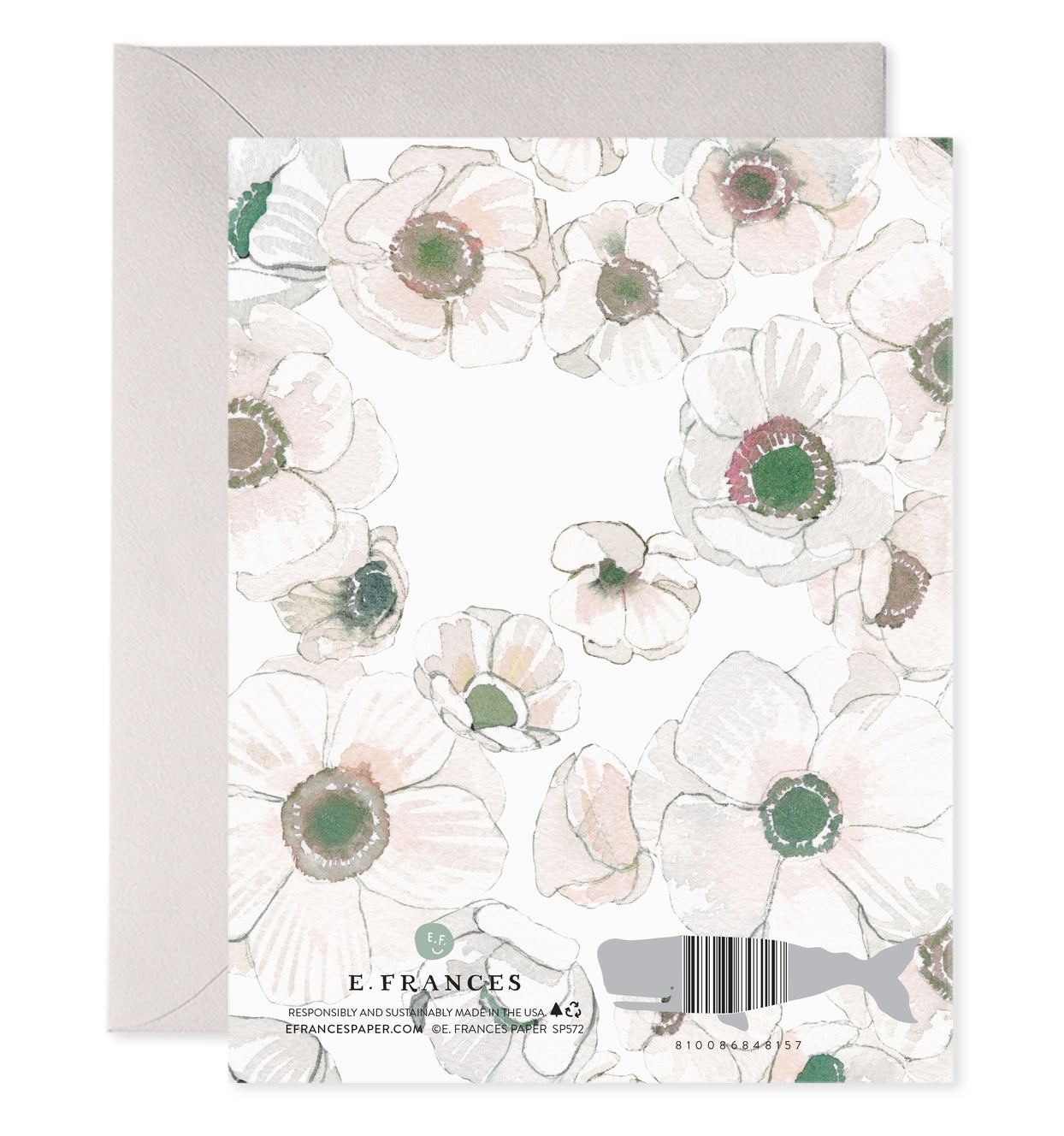 Floral patterned card with an envelope on a white background