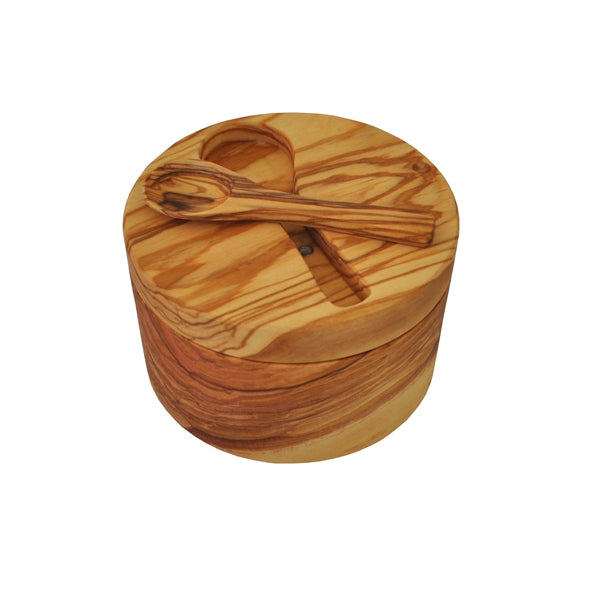 Olive Wood Salt Cellar w/ Spoon