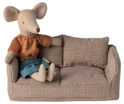 Maileg mouse couch with mouse on it