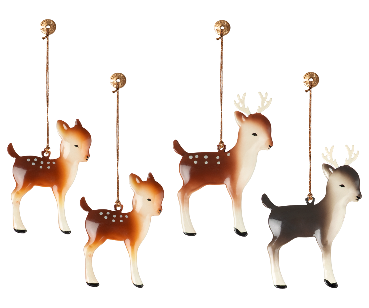 4 metal reindeer ornaments 