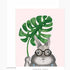 Illustration of a Dear Hancock Bunny with Monstera Card Set of 6 holding a monstera leaf with the words "thank you" at the bottom.