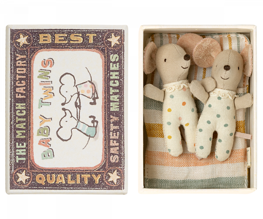 Twin Baby Mice in Matchbox