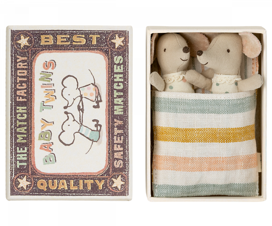 Twin Baby Mice in Matchbox