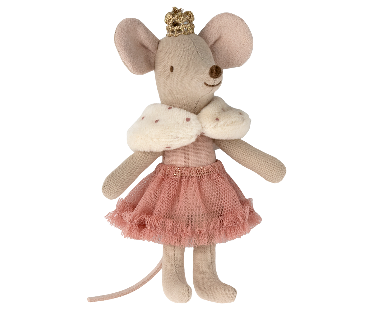 Little sister princess mouse on white background