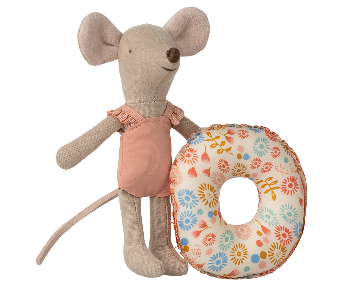Beach Mouse with floral float by Maileg. 