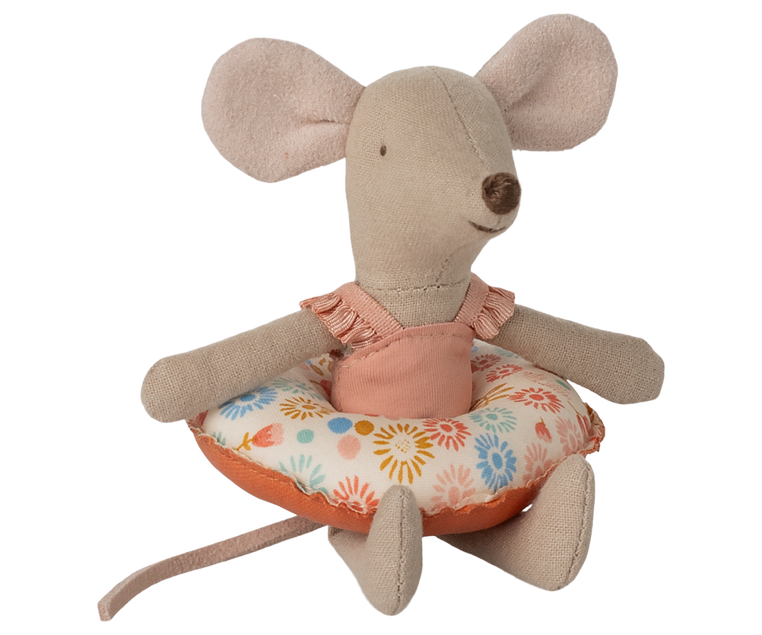 Beach Mouse with floral float by Maileg. 