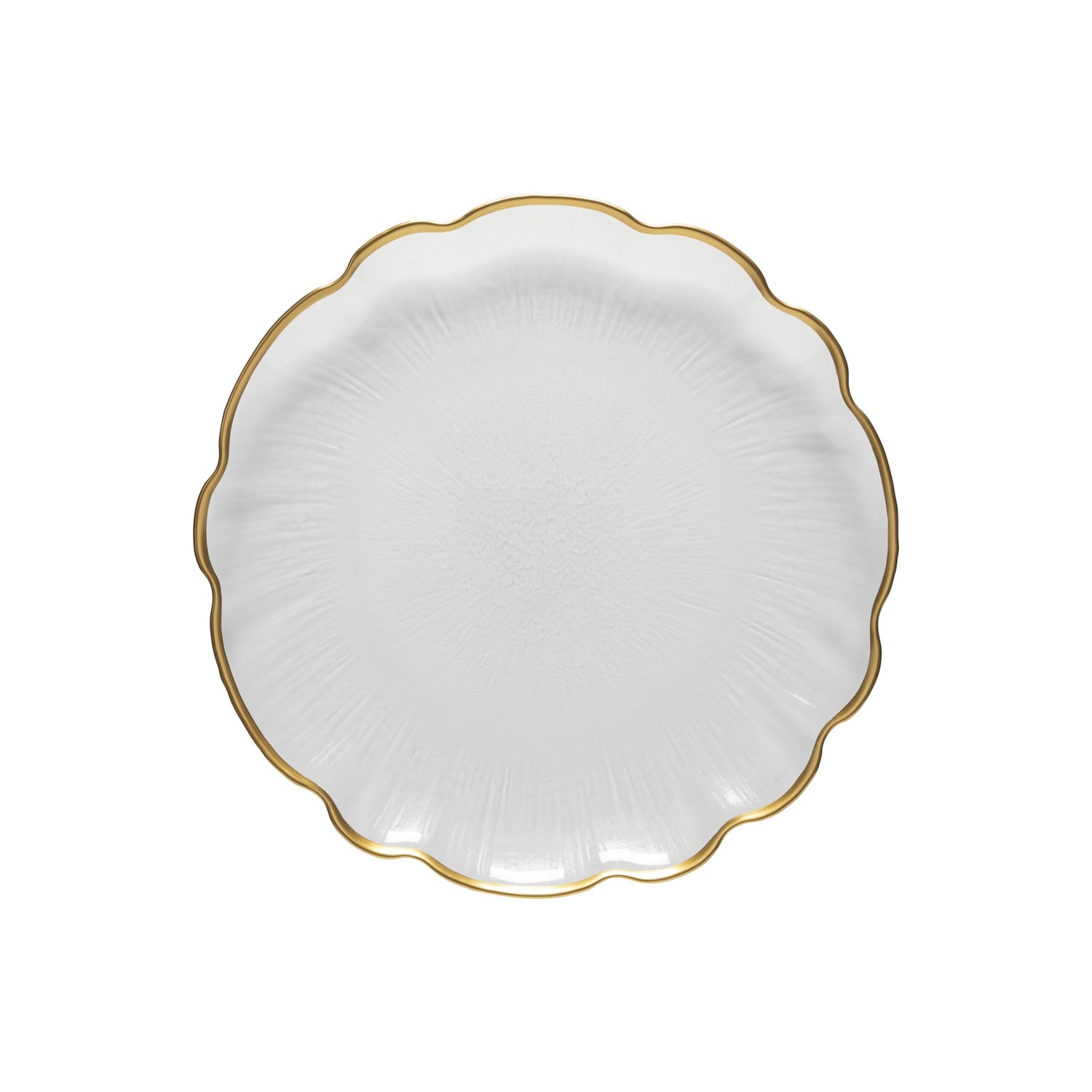 White plate with gold rim on a white background