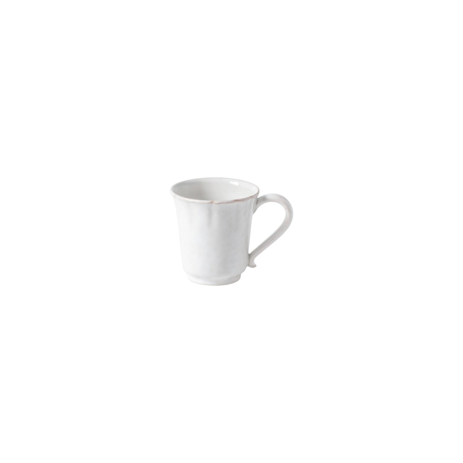 White ceramic mug on a white background.