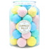 A jar of TOPS Malibu Pastel Surprize Balls on a white background.