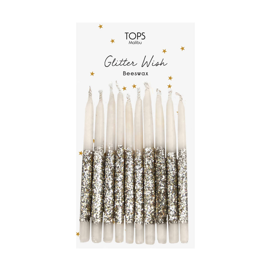 Gold Glitter Wish 3" Candles S/10