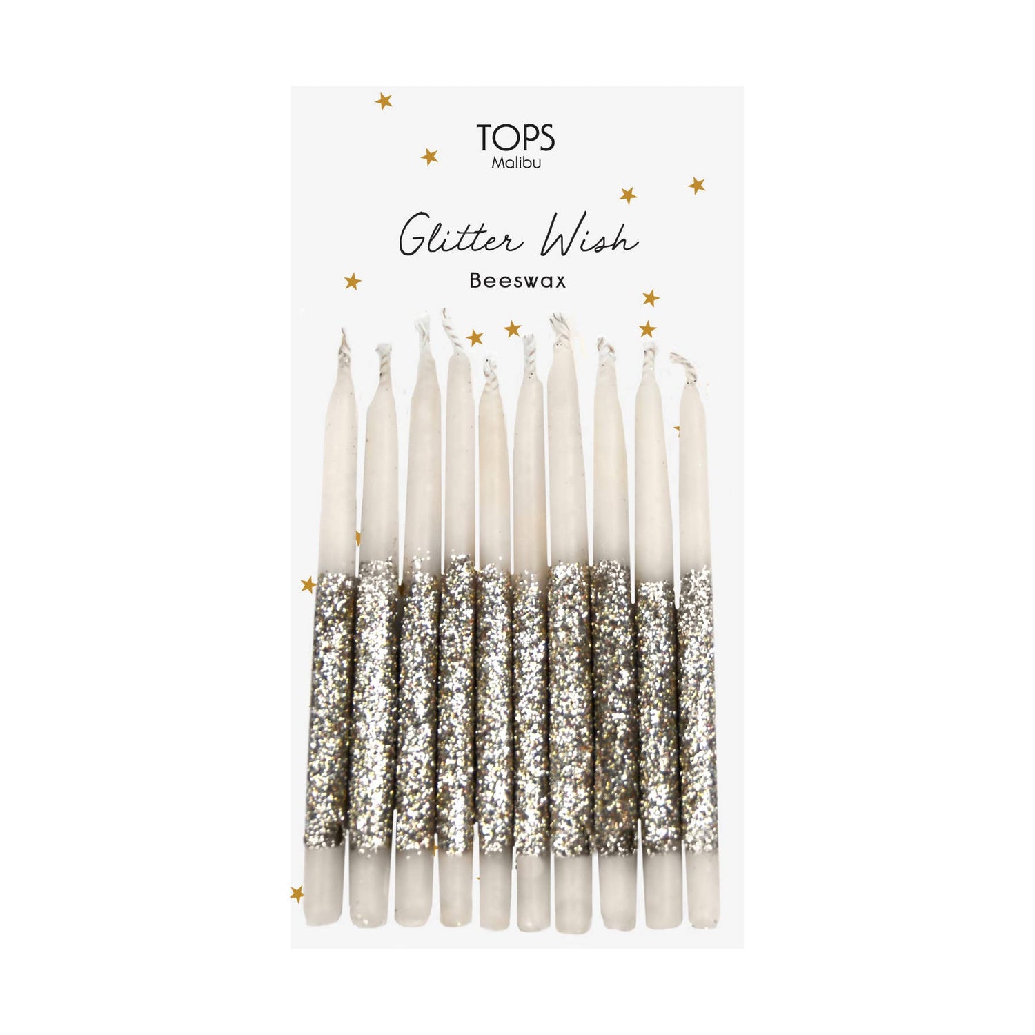 Gold Glitter Wish 3" Candles S/10