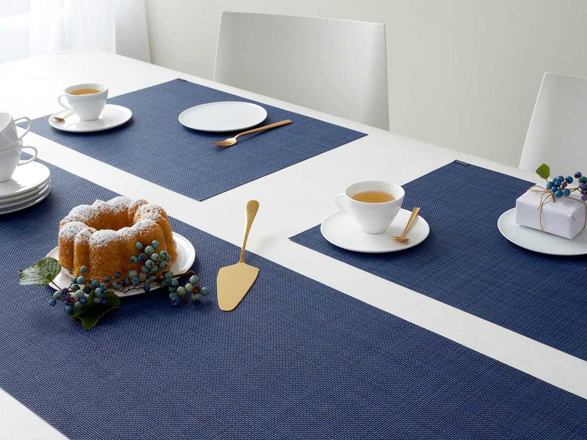 Table set with Mini  Indigo Basketweave 