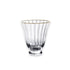 Clear glass with gold rim on a white background