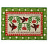 The red, green and cream Robin and Rowan Garland packaging on a white background. 