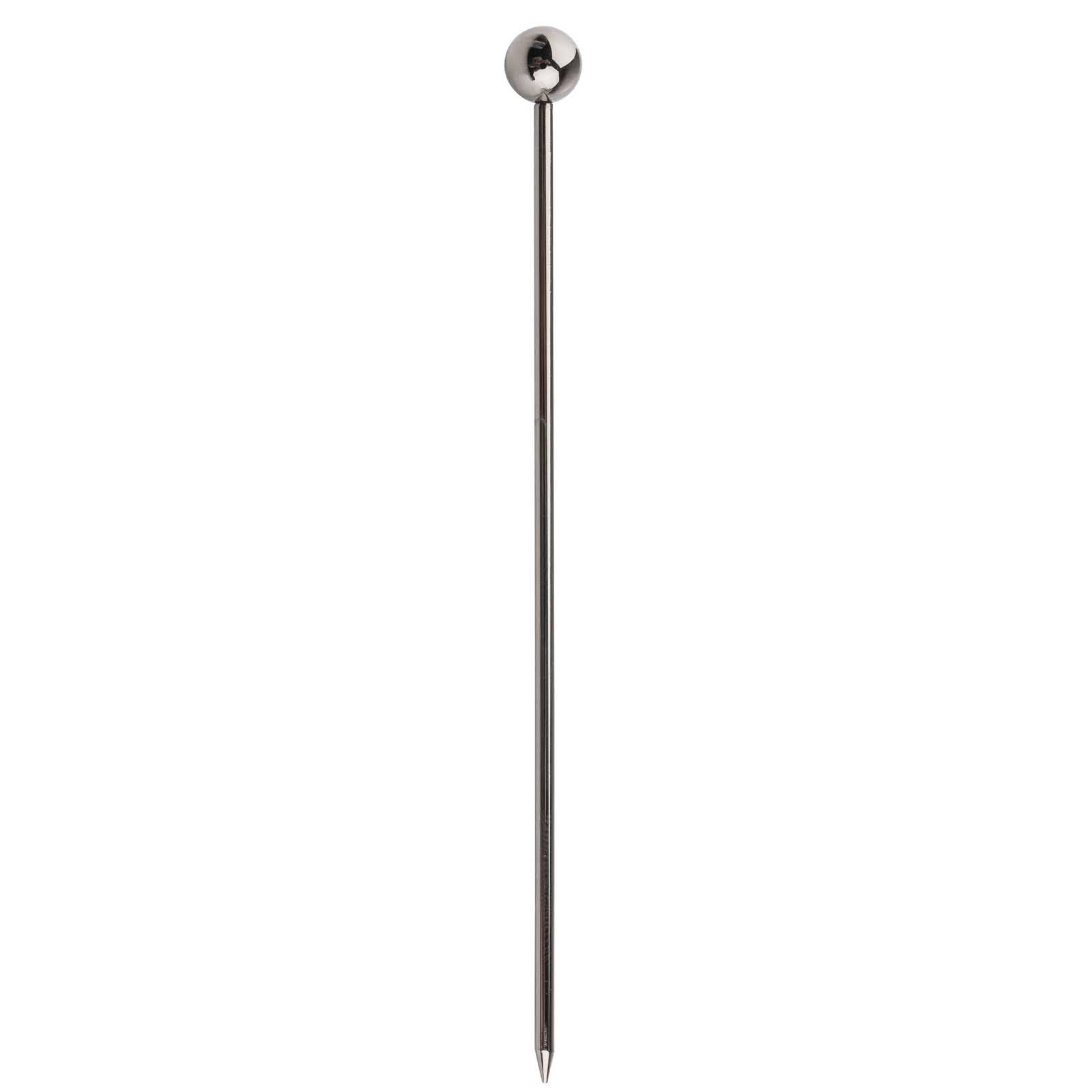 Gunmetal Cocktail Pick with a round head on a white background.