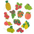 Decorative string with colorful fruit-shaped cutouts on a white background.