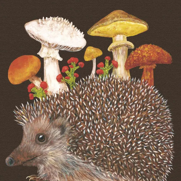 Illustration of a hedgehog with mushrooms on its back
