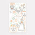 Halloween-themed tablecloth with ghost, pumpkin, and witch designs on a white background.
