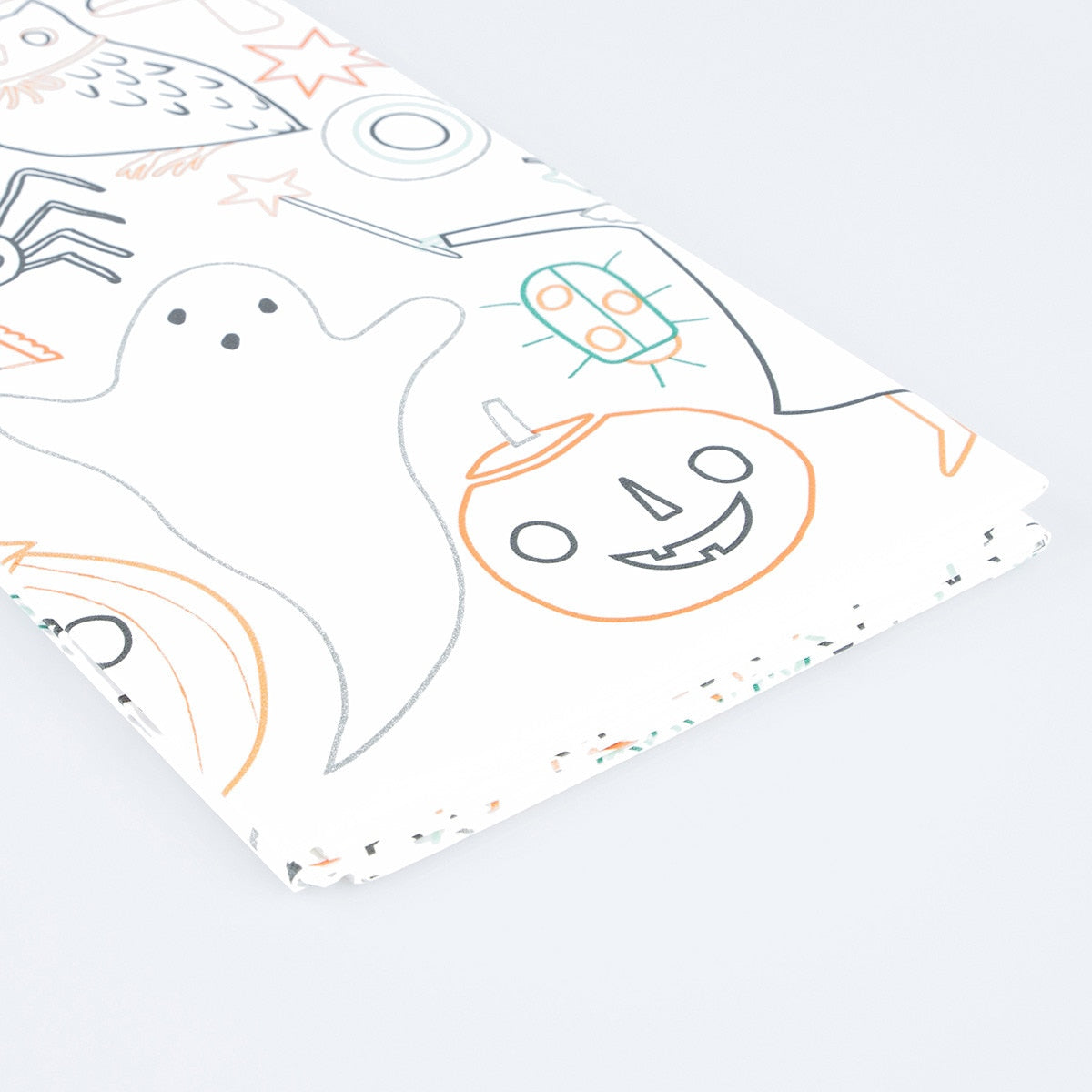 Coloring book with Halloween-themed illustrations on a white background.