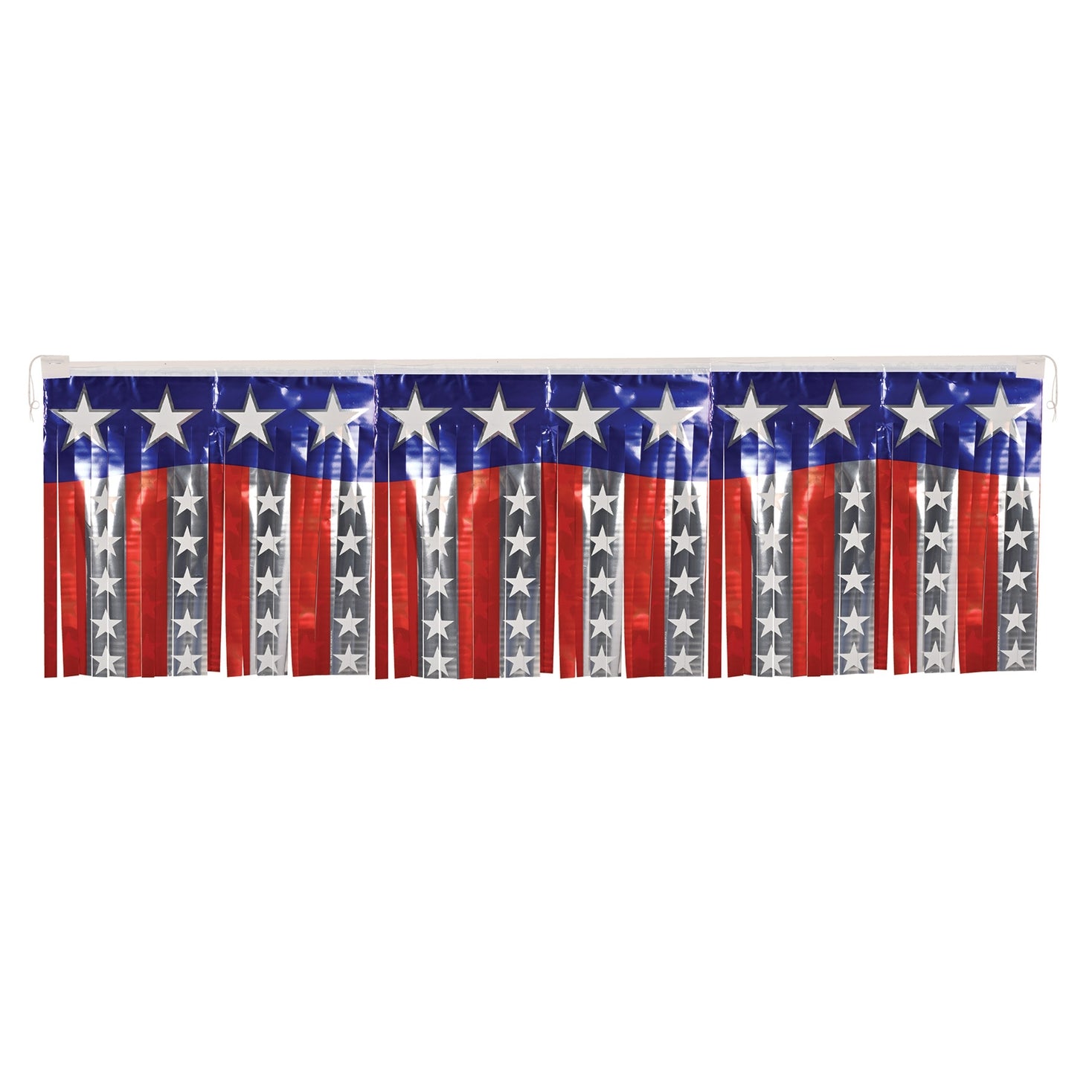 American flag patterned table banner on a white background.