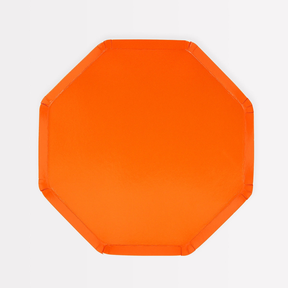 Orange octagonal plate on a white background.