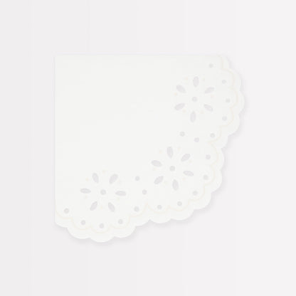 Broderie Anglaise Lace White Paper Napkins