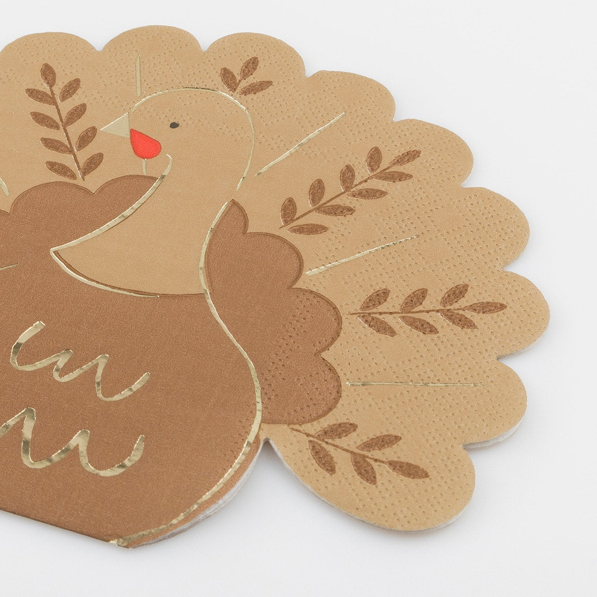 Paper napkin shaped like a turkey. 