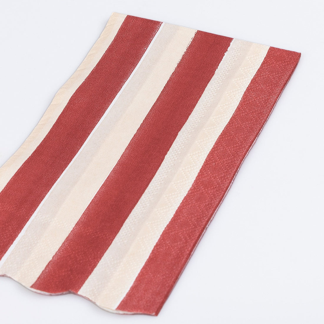 Berry striped napkin on a white background.