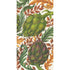 A rectangular guest napkin featuring an illustrated pattern of artichokes and leaves on a beige background.