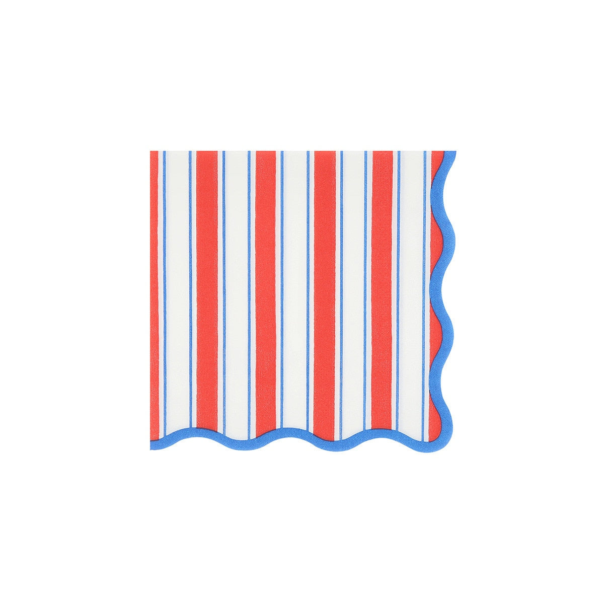 Striped pattern paper napkin with red, white, and blue colors on a white background.