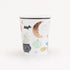 Paper cup with Halloween-themed illustrations on a white background.