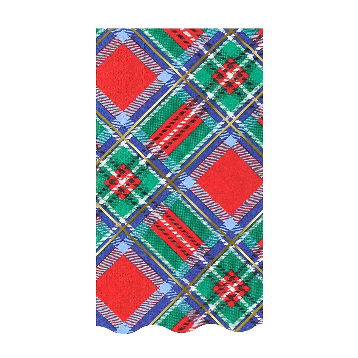 Plaid pattern with red, green, and blue colors on a white background