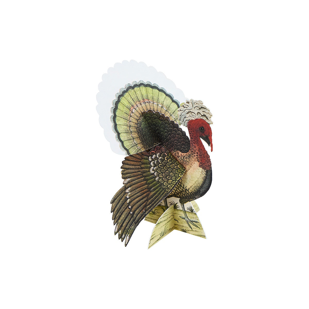 Decorative turkey place card on a white background.