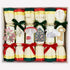 Box of John Derian Christmas crackers with decorative designs and ribbons.