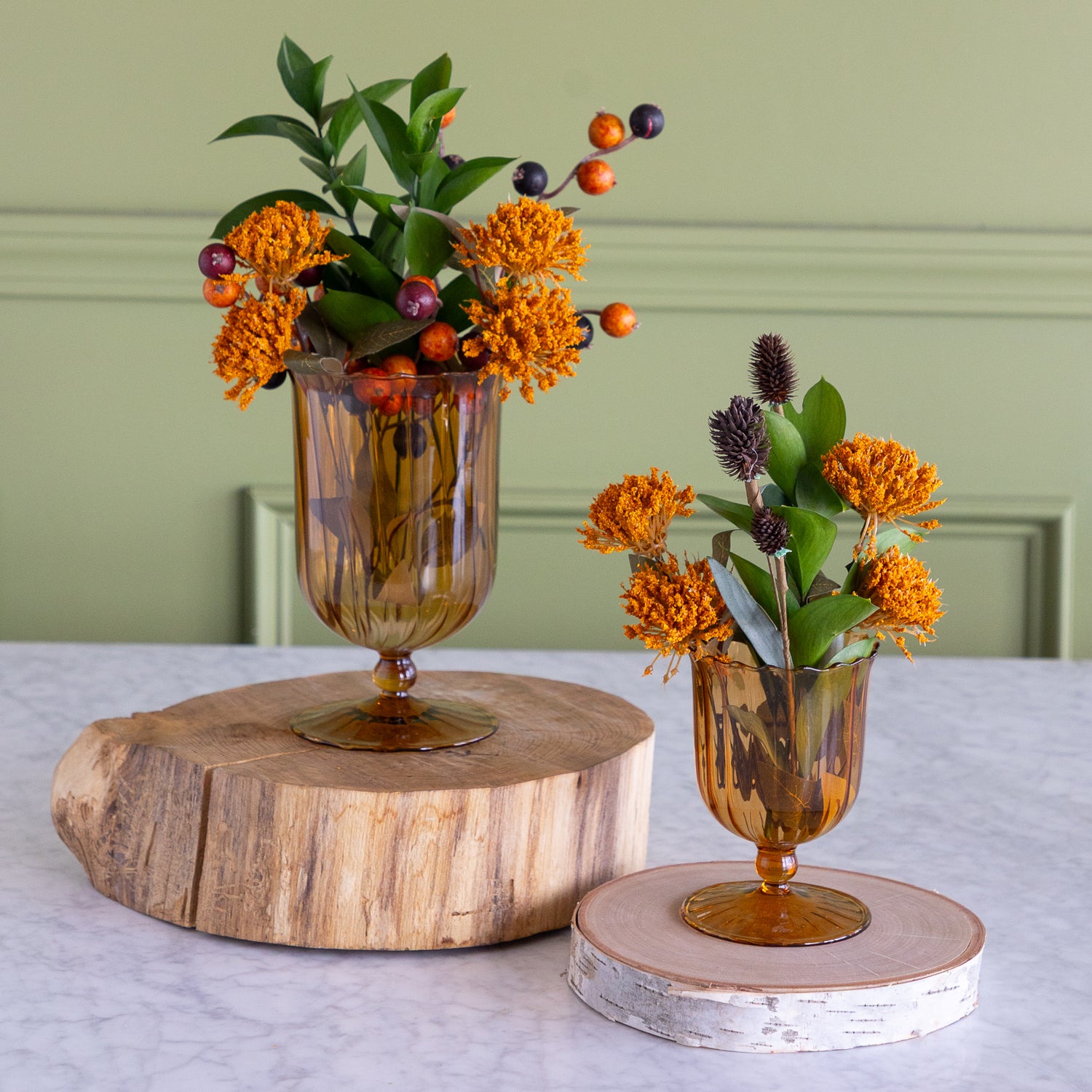 Amber Fluted Vase