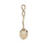Gold spoon that mimics a leaf design on a white background.