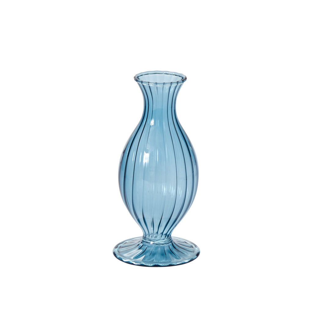 A Blue Vintage Boutique Vase by Accent Decor sitting on top of a table.