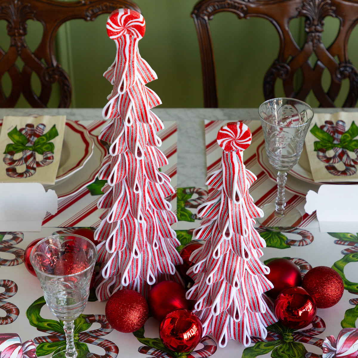 Red and White Ribbon Candy Tree