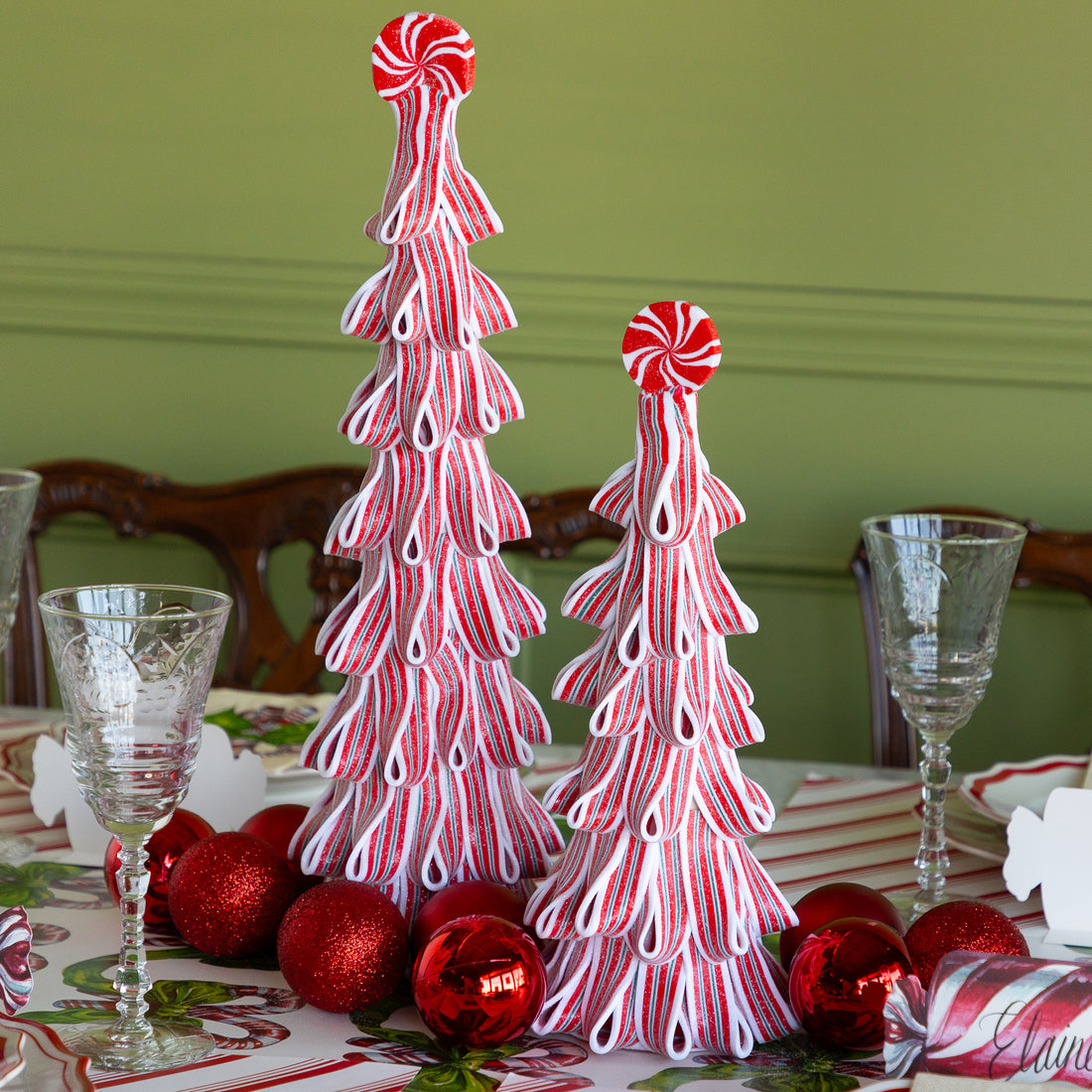 Red and White Ribbon Candy Tree