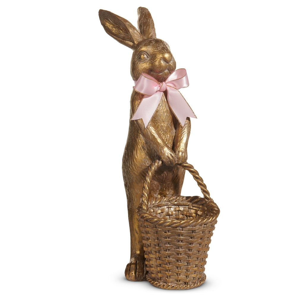 12.5" Gold Bunny With Basket