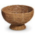 Woven brown basket on a white background.
