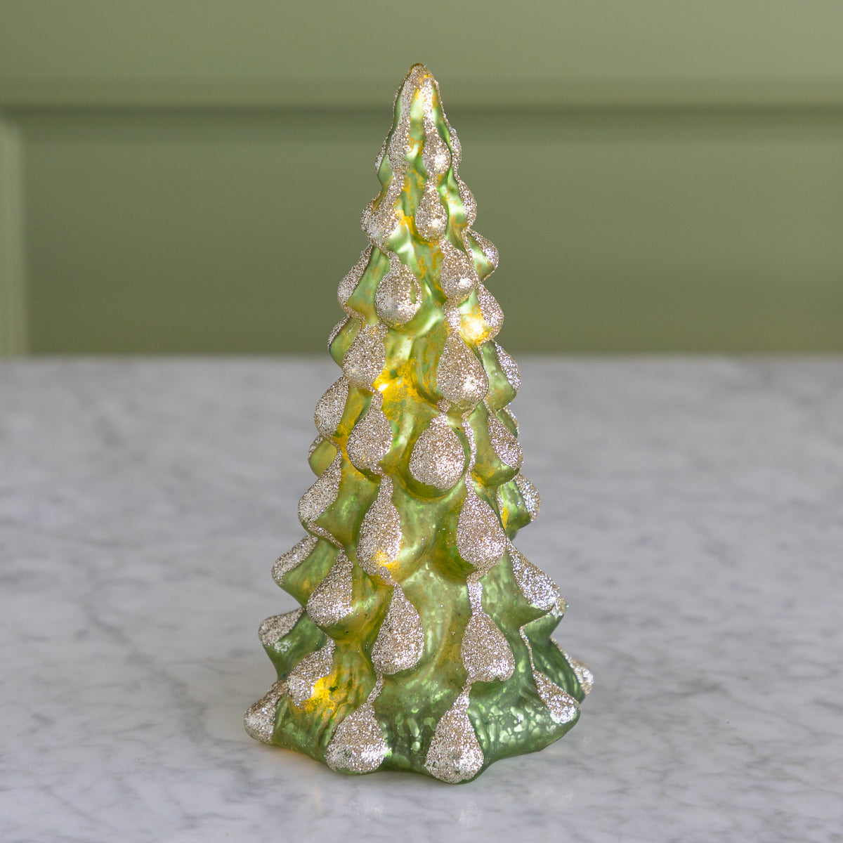 Lighted Green Snowy Tree