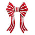 Red and white striped bow with glitter on a white background