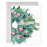 Greeting card with a festive wreath design and &
