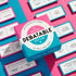 Debatable game box with cards on a pink and blue background