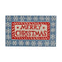 A cream, blue and red card on a white background that reads Merry Christmas.