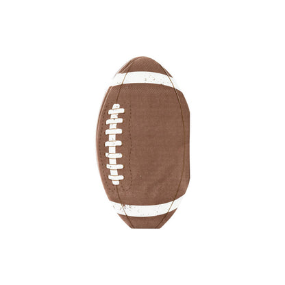 Die-cut football paper napkins on a white background.